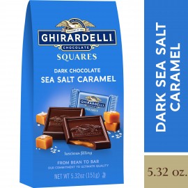 GHIRARDELLI Dark Chocolate Sea Salt Caramel Squares, 5.32 Oz Bag