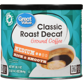 Great Value Classic Decaf Medium Roast Ground Coffee, 30.5 oz