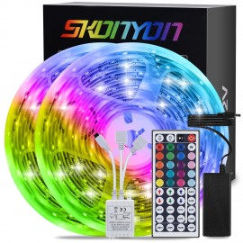 SKONYON LED Light Strip 32.8 ft 10 m RGB LED Light Strip Color Changing 3528 600 LEDs with 44 Keys IR Remote for Home Bedroom Kitchen DIY Decoration