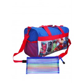 Boys Avengers Duffel Bag 18" Blue Red & Zippered Travel Accessories Pouch