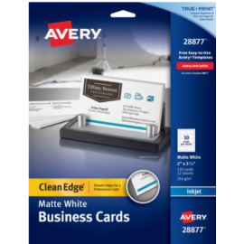 Avery Clean Edge Business Cards, True Print Matte, Two-Sided Printing, 2" x 3-1/2", 120 Cards (28877)