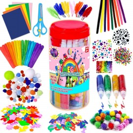 Assorted Arts and Crafts Supplies for Kids- D.I.Y. Collage School Crafting Materials Supply Set, Craft Art Material Kit in 