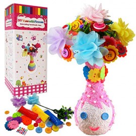 Yileqi Flower Kit for Kids Crafts and Arts Set, Vase and Felt Flowers Crafts for Girls Age 4 6 8 9 10 12 Years Old, DIY Flower Activities Kit for Kid Girl Craft Supplies Party Children Birthday Gift