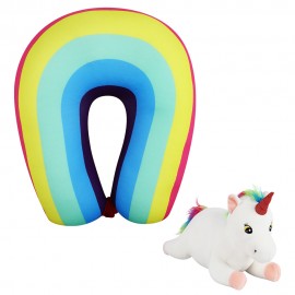 2-in-1 Cute and Convertible Kids Travel Neck Pillow & Toy Unicorn