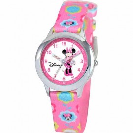 Minnie Mouse Girls' Stainless Steel Watch, Pink Strap