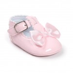 Saient Newborn Kids Baby Girl Bow Anti-slip Crib Shoes Soft Sole Sneakers Prewalker 0-18M