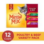 Meow Mix Tender Favorites Poultry & Beef Wet Cat Food Variety Pack, 2.75-Ounce Cups (Pack of 12)