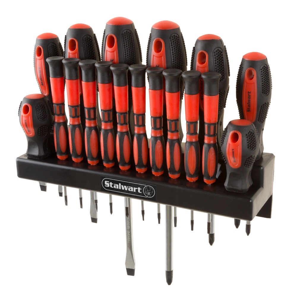 Stalwart 18 Piece Screwdriver Set with Wall Mount and Magnetic Tips- Precision Kit Including Flatheads, Phillips, and Torx Screwdrivers